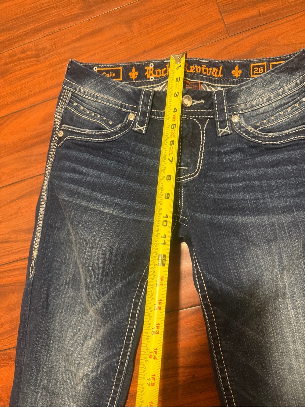 Rock Revival Indigo Boot Cut Jeans with White Contrast Stitching - Picture 5 of 13
